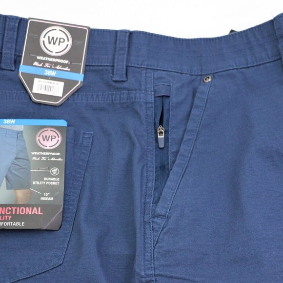 New Weatherproof  Size 44  Men's Ripstop Utility Shorts10" Inseam Storm Blue WP - Picture 6 of 12